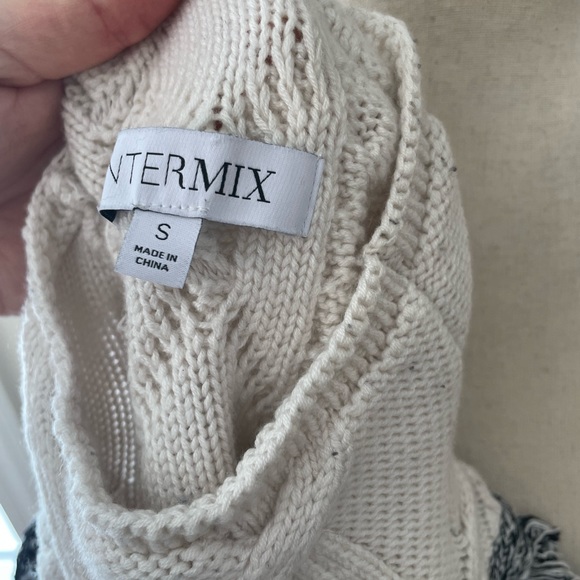 Intermix Deja Fringe Cable Knit Wool Blend Turtleneck Sweater - Picture 13 of 16